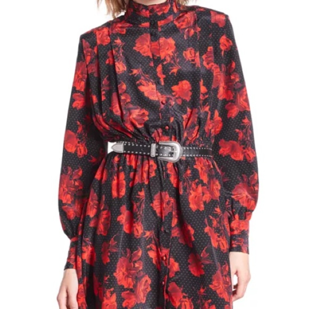 THE KOOPLES dots and roses black and red dress sz. 0